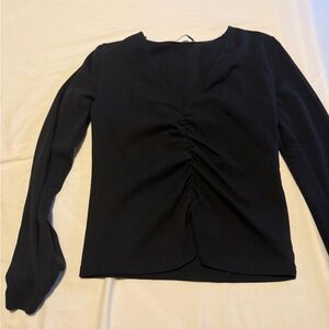 Zara Black Long Sleeve Ruched Top
